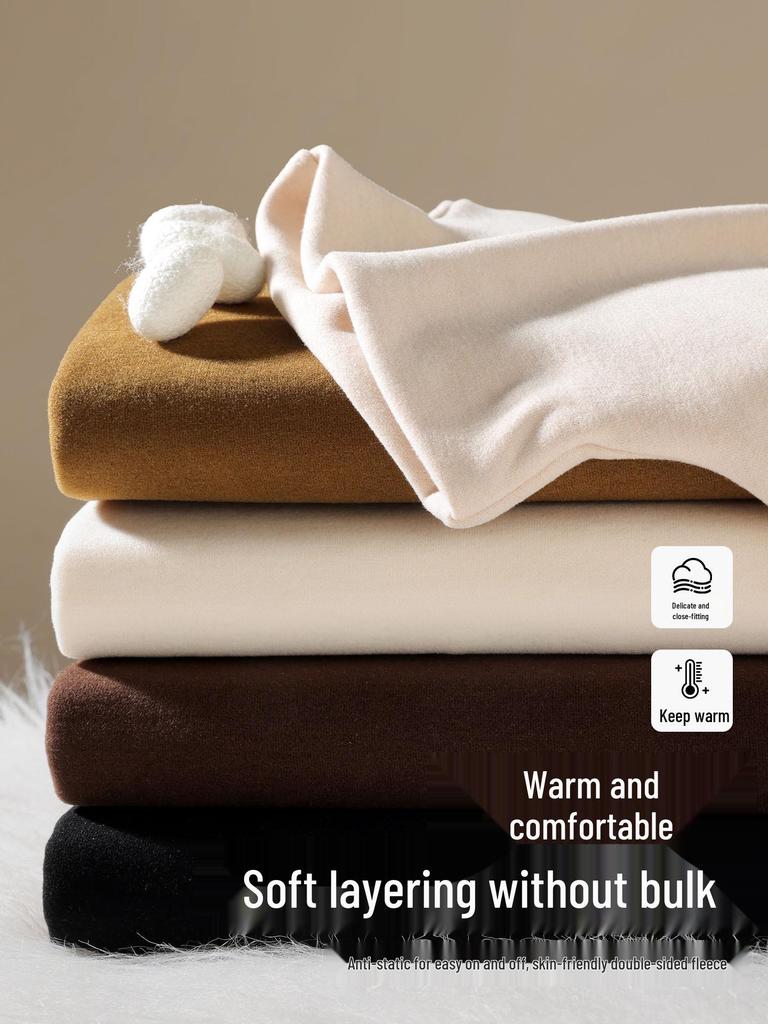 Silk Half-High Collar Women's Base Layer: 2025 Autumn/Winter Velvet Lambswool Warm T-shirt.
