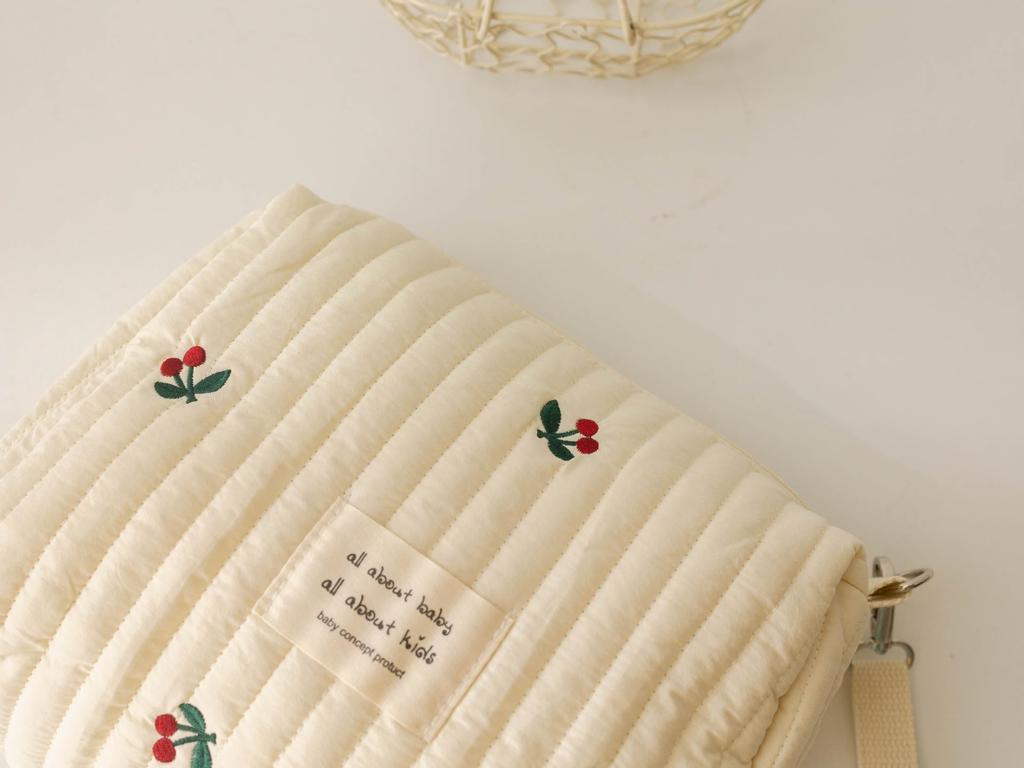Happy RURU Quilted Diaper Large Korean Perfect for Baby Showers and Gifts Pouch, Capacity, Cute, Design, (Cherry Blossom)