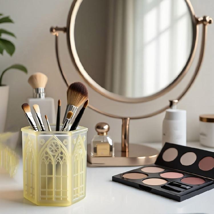 Multi Purpose Silicone Church Window Makeup Brush Cup Mold For Resin Art Epoxy Crafts Decorative Plant Container