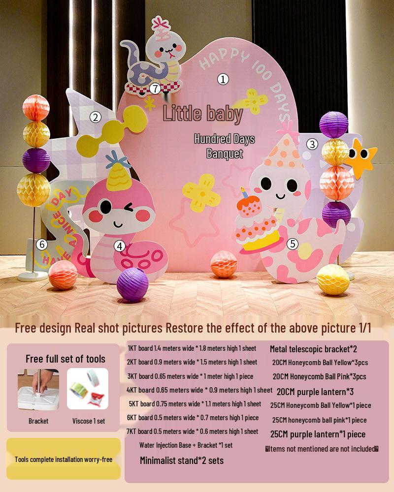 Baby Full Moon & 100 Days Celebration Decor Set - Snake Theme with Balloons for Boys and Girls