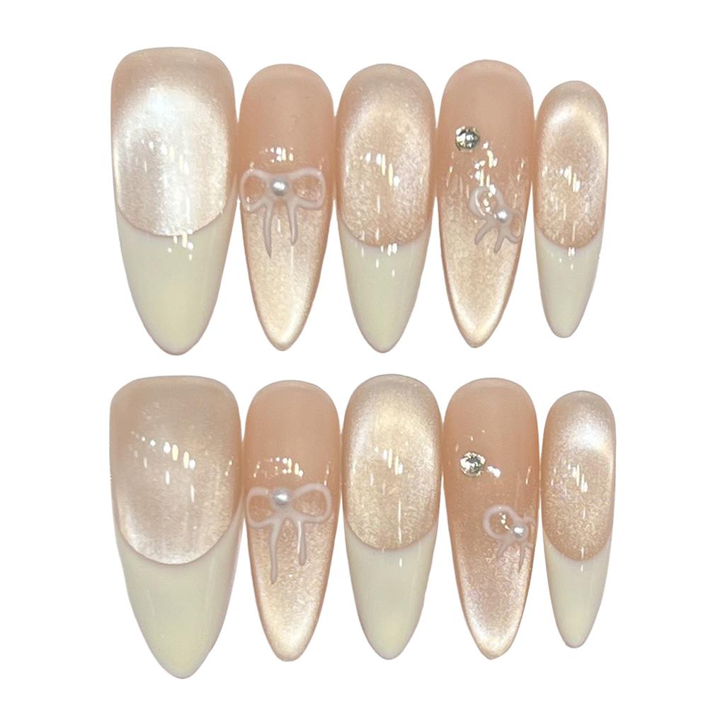10PCS Simple Style Fake Nails with Cat Eyes with Zero Pressure On the Nail Bed Design for Manicure Lovers and Beauty Bloggers