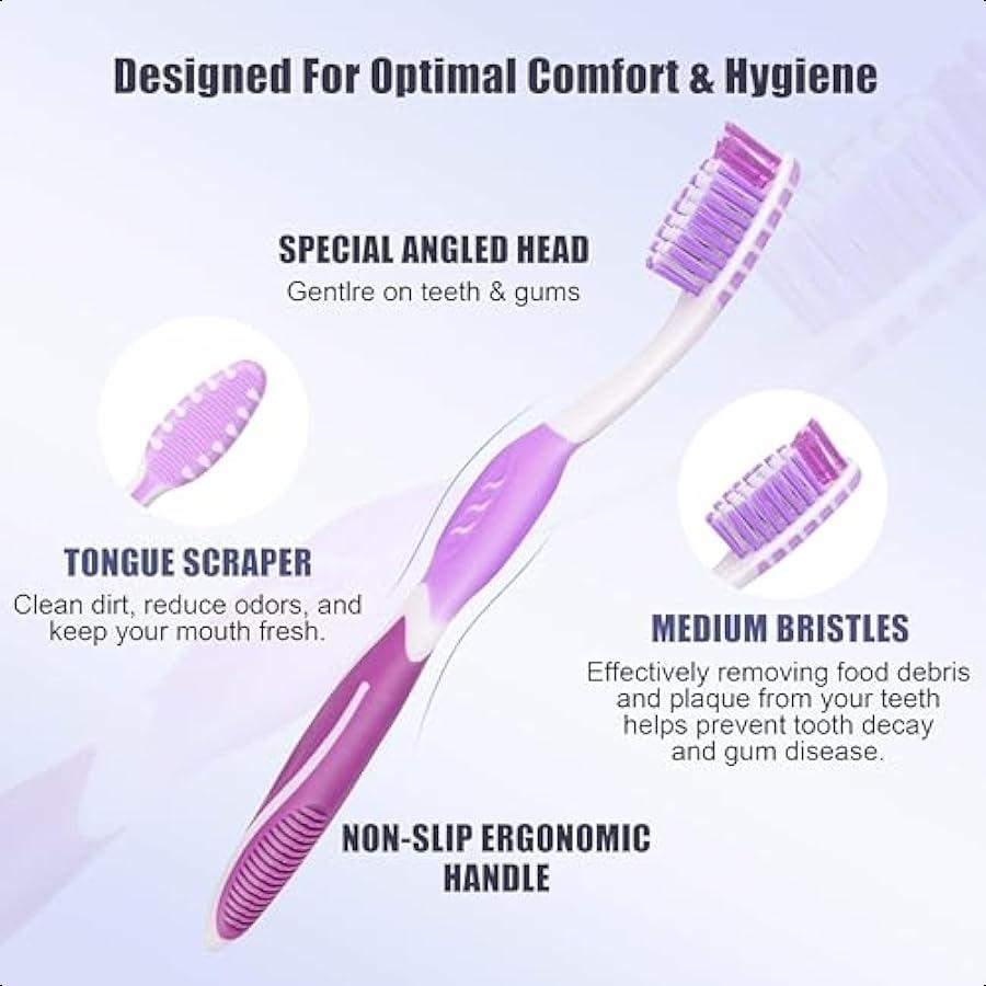 

Зубная щетка Средняя Взрослые Средние зубные щетки для взрослых со скребком для языка Дорожные зубные щетки с эргономичной ручкой в ассортименте United States