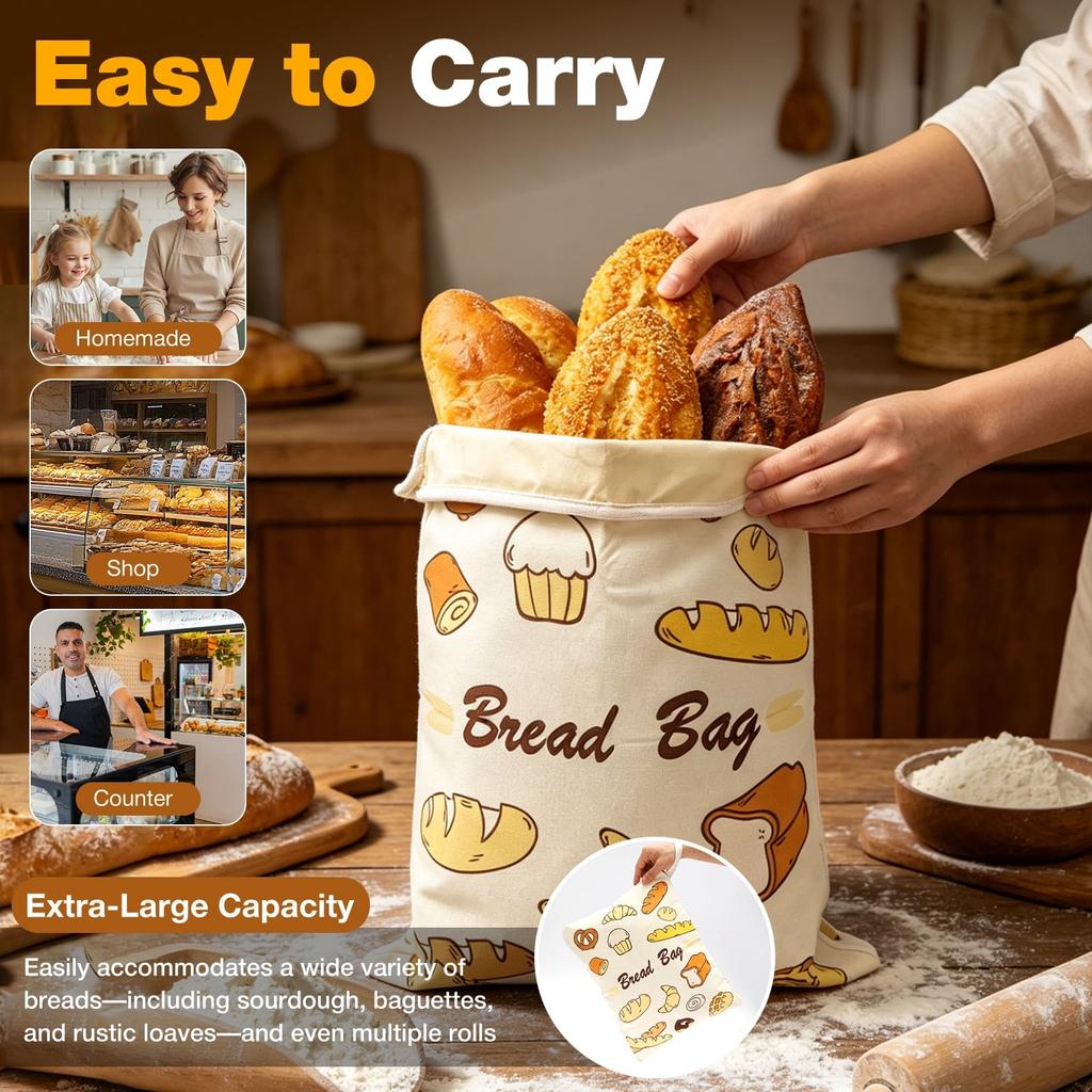 2 Packungen Premium Bienenwachs Brottaschen für Sauerteig - XL Wiederverwendbare Bio Bienenwachs Leinen Baumwolle Sauerteigtasche mit Reißverschluss zur Aufbewahrung Frischer Brottaschen