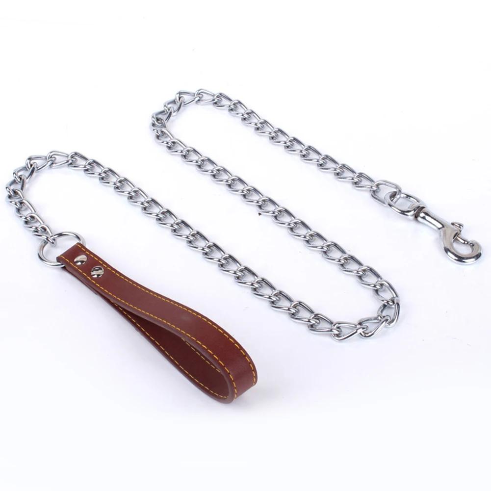 3 Colors Bite Proof Heavy Duty Chain Dog Leash Pet Metal Lead Handle Trigger Hook Pet Training Collar Leash Necklace Dog Product