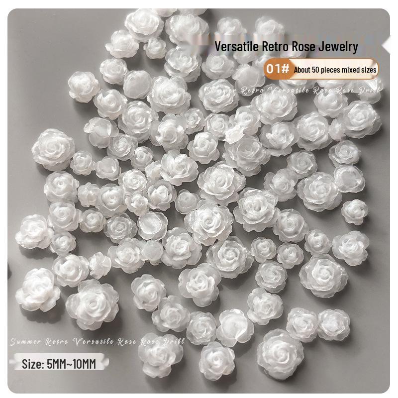 

Retro Camellia Resin Nail Accessories: Mixed Sizes