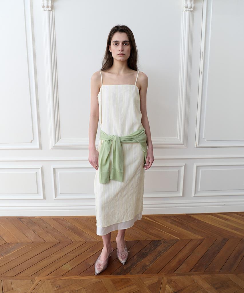 The Porta Line Stripe Long Dress, Ivory