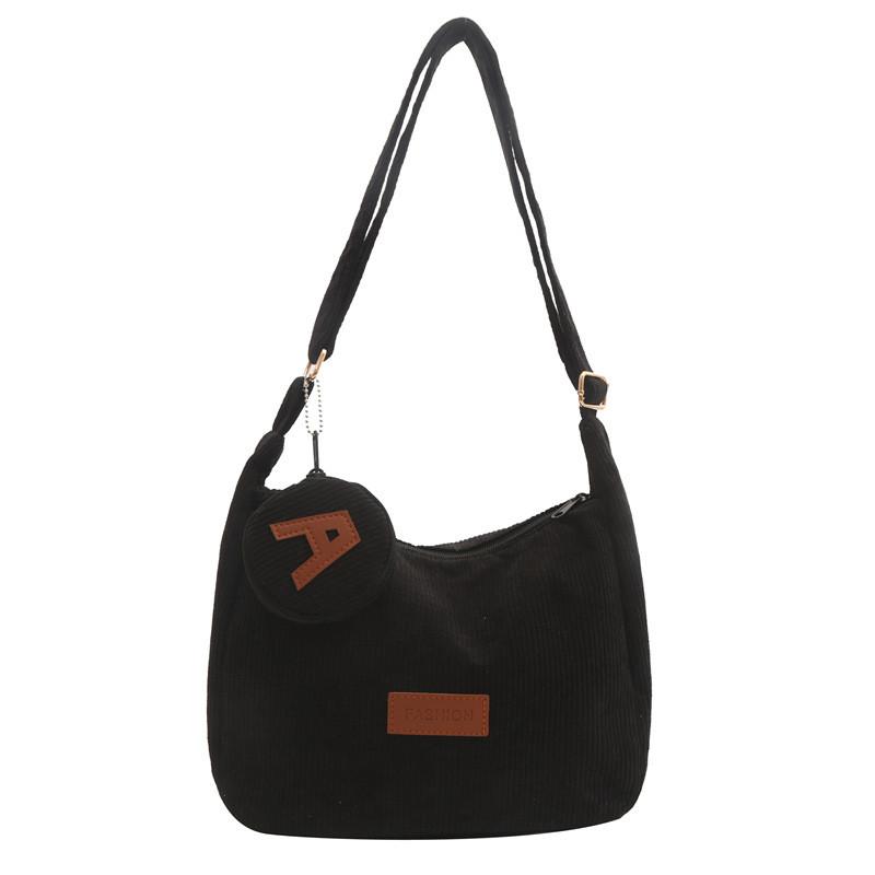Light Corduroy Tote Bag For Students Large Capacity Casual Shoulder Purse