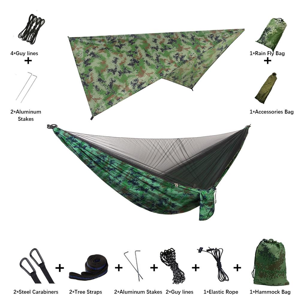 

Anti Outdoor Camping Hammock With Mosquito Net 2 Person Rain Cover For Tourism Outside Furniture Accessories Portable Hammock камуфляжный