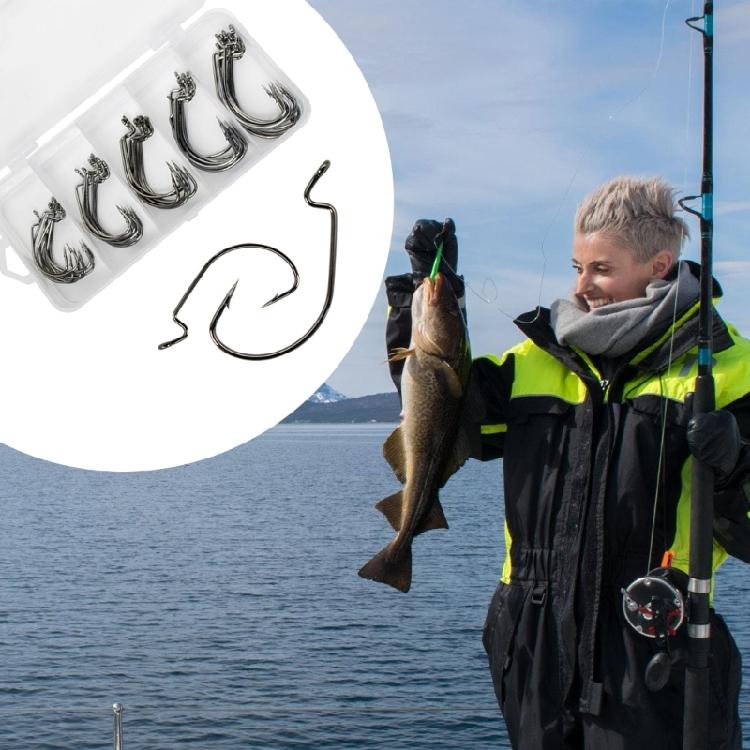 50Pcs Baits Jig Fishes Hook Replacement High Carbon Steel Hook with Plastic Box Worm Soft Baits Jig Fishes Hook