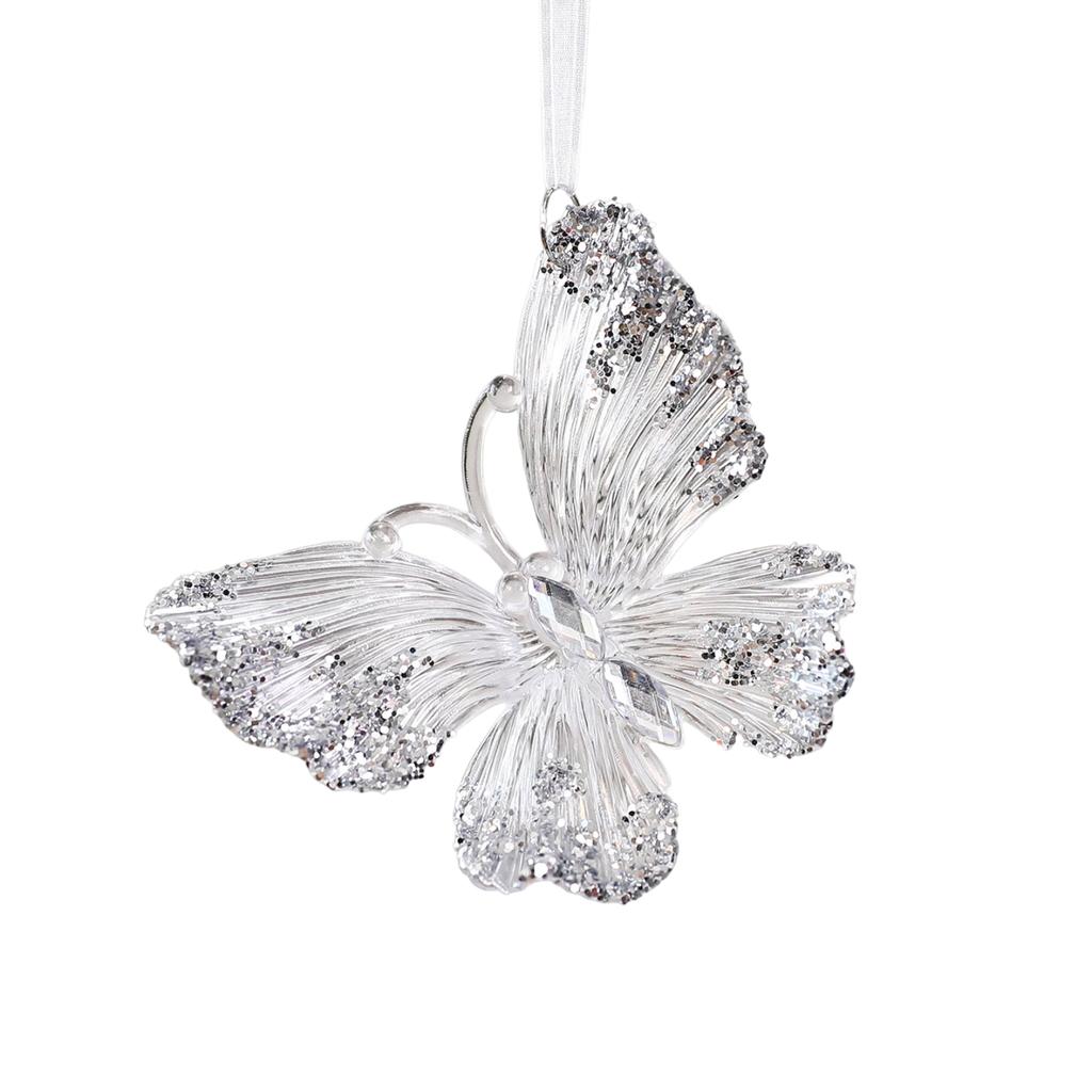 Acrylic Christmas Tree Ornaments Semi-Transparent Gradient Snowflake Hanging Decor with Bell for Holiday Festive Decoration