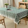 Tassel Edge Interweaving Grid Tablecloth French Rustic Washable Table Cover Rectangular Coffee Table Mat Dining Table