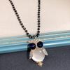 Retro Long Crystal Sweater Chain Women's Versatile Temperament Flower Pendant Necklace Fashion Ethnic Style Hanging Accessories