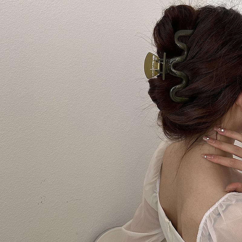 Wellenförmige Haarspange Damen Groß Krabbe Bad Pferdeschwanz Plastik Haarspange Koreanisch Gelee Haarnadel Haarspangen Mädchen Haarschmuck