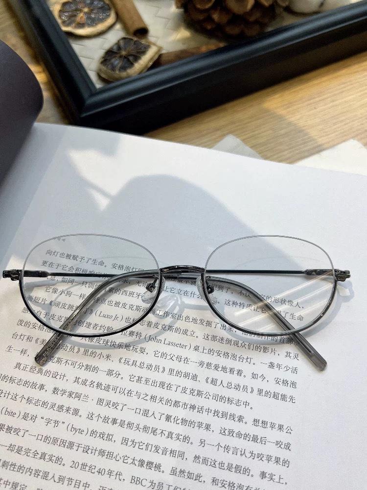 8181 Módní dámské oválné kovové brýle proti modrému světlu - Ultralehký a stylový japonsko-korejský design dioptrické obruby