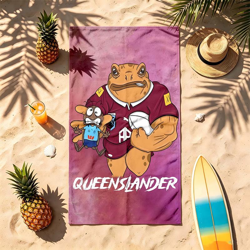 Queensland Maroons (1) Theme Beach Towel Sand Resistant Soft And Comfortable Suitable For The Pool Camping Yoga And Diving A Travel