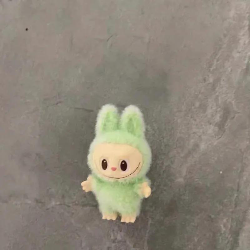 10pcs Mini Cute Labubu Doll Flocking Vinyl Kawaii Doll Pendant Accessories Ornament Desktop Decoration Collect Toy Children Gift