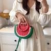 Small Hand-made Braided Bags Beach Summer Straw Bag Fashion Rattan Totes Lady Cute Watermelon Shoulder Bags Women Woven Handbags