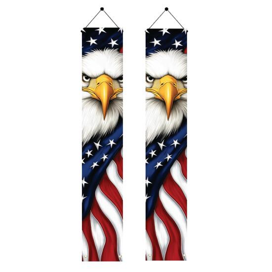 4th of July Patriotic Door Banners Outdoor Patriotic American Flag Hanging Porch