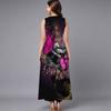 Oversized Female Sleeveless Crew Neck Dress Gentle Watercolor Flower Cluster Loose Midi Dress