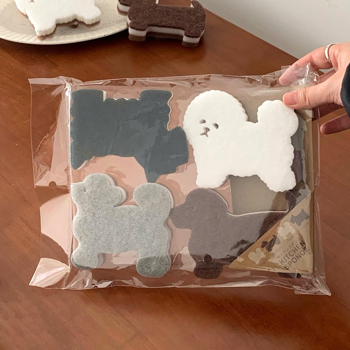 Dishwashing Sponge, Scouring Pad, Kitchen Cleaning Sponge, Three-Layer Composite Dishwashing Sponge, Cute Dog Shape, Interesting Perfect Gift