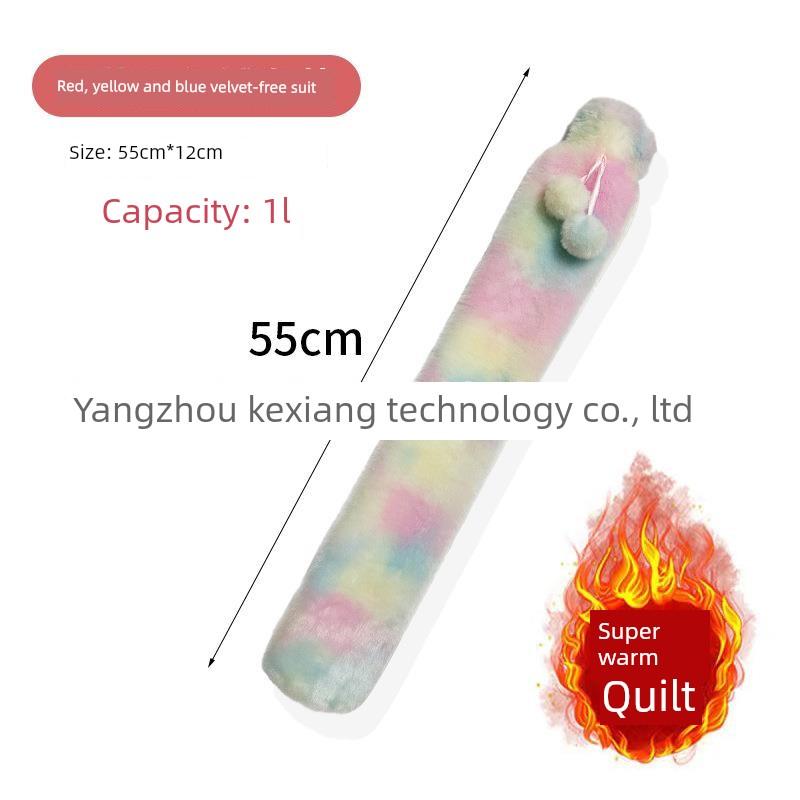 Plush Long Hot Water Bottle for School, Extended Length for Dormitory, Warm Bed, Water-Filled, Cute, Large Size, Extra Large Size