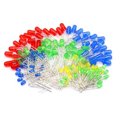 3 mm/5 mm LED-Lampenperlen, hohe Helligkeit, F3/F5-Rundkopf, Rot, Grün, Gelb, Blau, Weiß, gerader Stecker