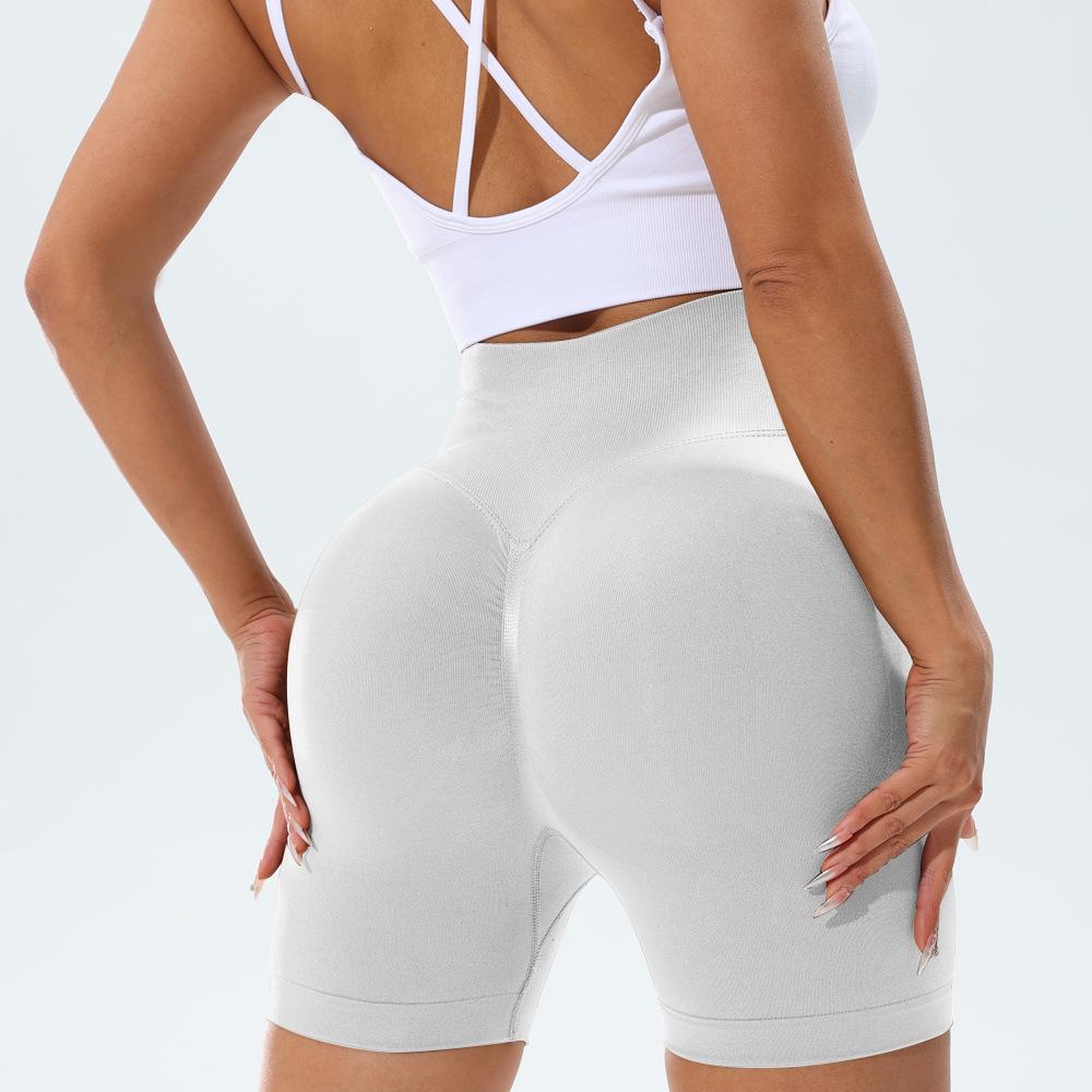 Women's High-Waist Seamless Yoga Shorts – Pleated Peach Butt Tummy Control, Summer Cycling & Running