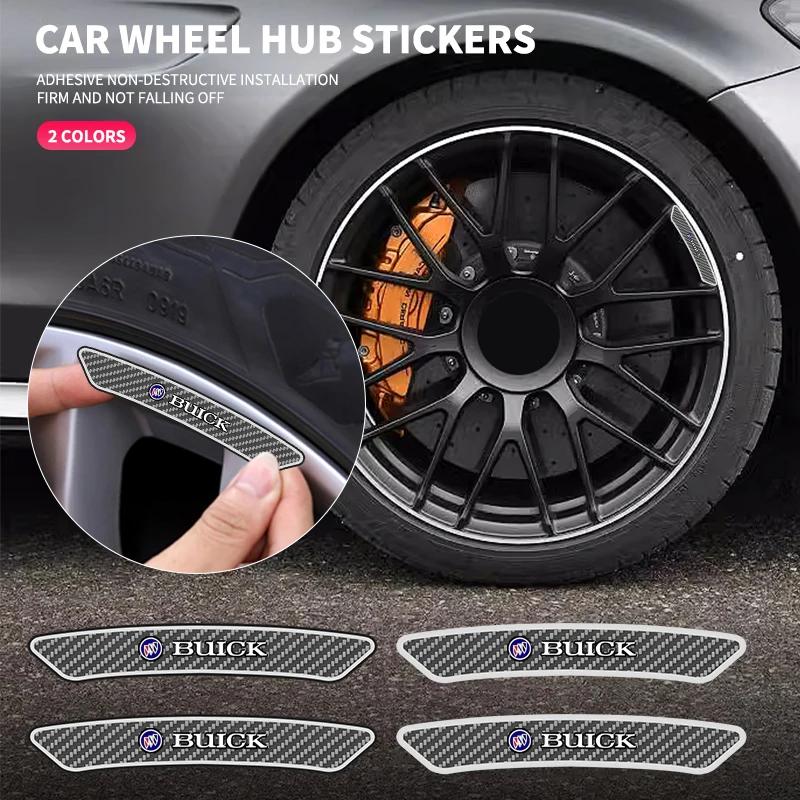 EHL2 4pcs Carbon Fiber Car Wheel Rim Stickers Auto Refit Accessories For Buick Excelle XT Envision Excelle GT Regal Encore Park GL8