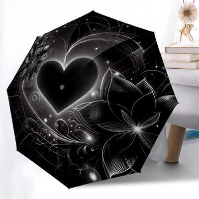 1pc Heart Flowers Automatic Folding Umbrella - Portable Collapsible 8-Rib Umbrella for All Seasons Yy251119187