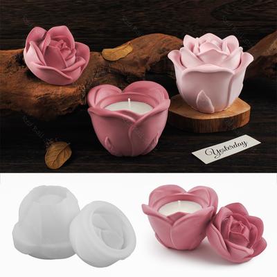 Stampo in silicone per candele in cemento, stampo in resina per fiori, stampi per scatole portaoggetti, ornamenti per candele 3D, stampi per portacandele, stampi per scatole in gesso