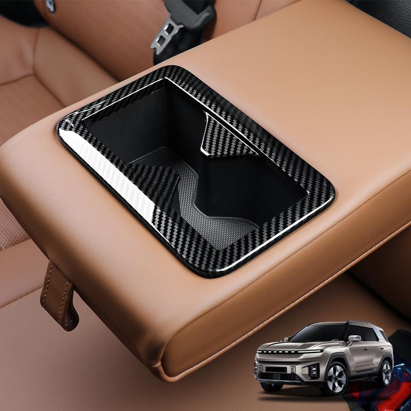 For SSANGYONG TORRES/TORRES-EVX/ACTYON Car Tuning Carbon Fiber Rear Row Water Cup Cover Trim Interior Gauges Parts Accessories
