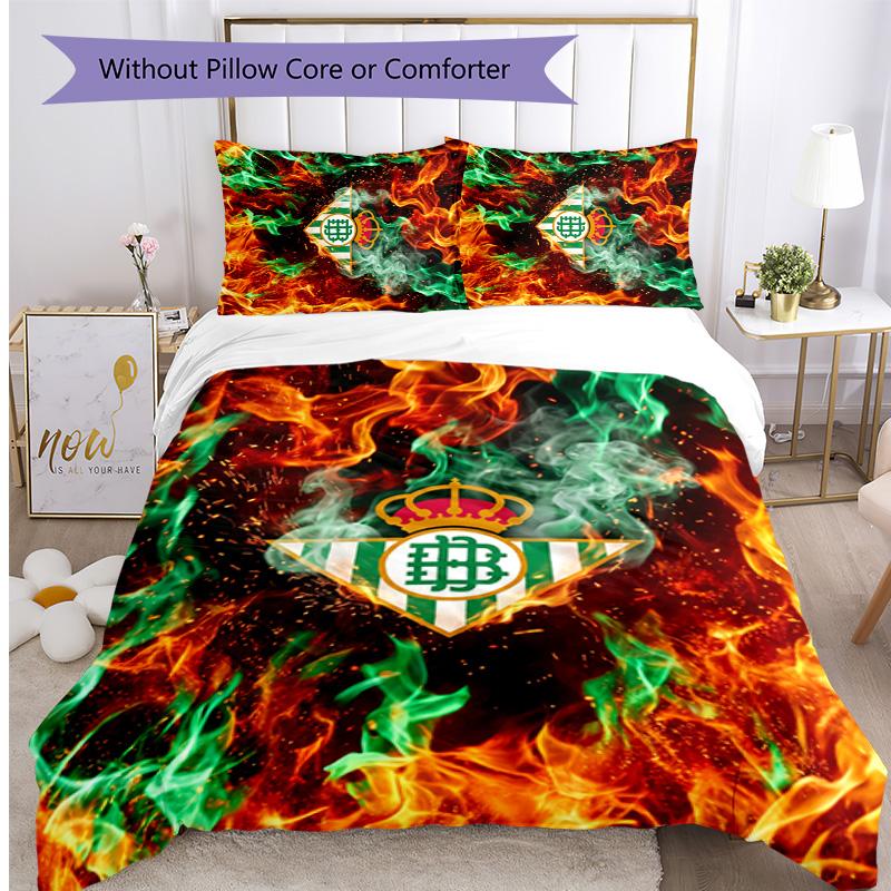 Set Lenzuola Stampato Calcio Real Betis 3 Pezzi, Comodo Set Copripiumino per Camera da Letto Amico della Pelle