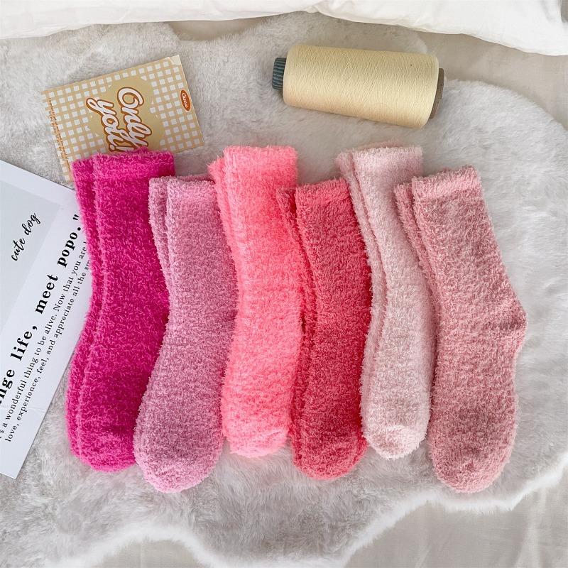 Nicht fusselnde Korallenfleece-Socken, Damen Einfarbige Haussocken, Halbfleece-Socken, Schlafsocken, Warme Fleece-Socken, Fleece-Bodensocken