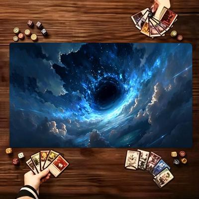 Cosmic Black Hole Galaxy Game Playmat Non Slip Rubber Extended Table Mat For Trading Card Game Tabletop Gaming Collection