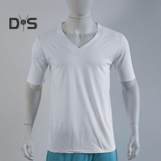 Herren Sommer T-Shirt Kurzarm V-Ausschnitt Einfarbig Schnelltrocknend Locker Pullover Mittellanges Oberteil für Sport Büro Dating