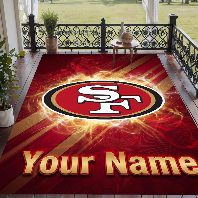 Custom Text Printed Rug San Francisco 49ers Non Slip Floor Carpet For Home Room Decor