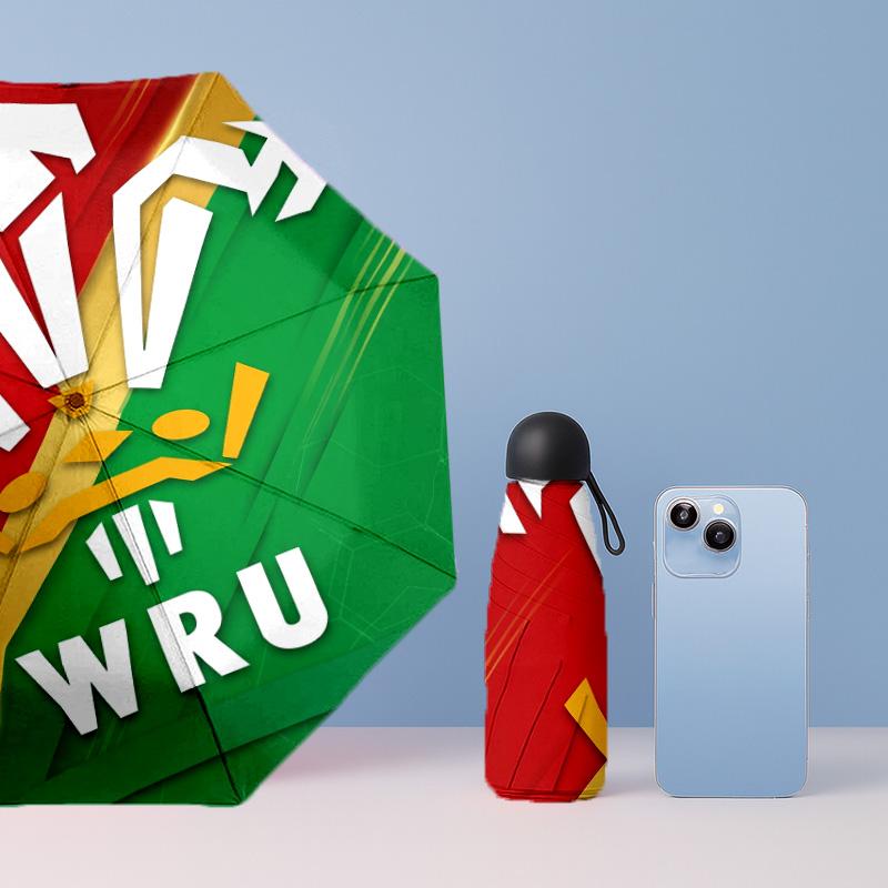 Wales Rugby Printed 5?Fold Mini Umbrella 8?Rib Windproof Compact Umbrella For Women Pocket Carry