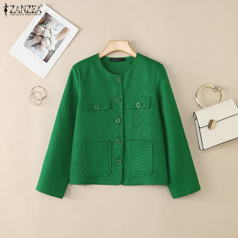 ZANZEA Women Autumn Casual Long Sleeve Thin Cardigan Outwear