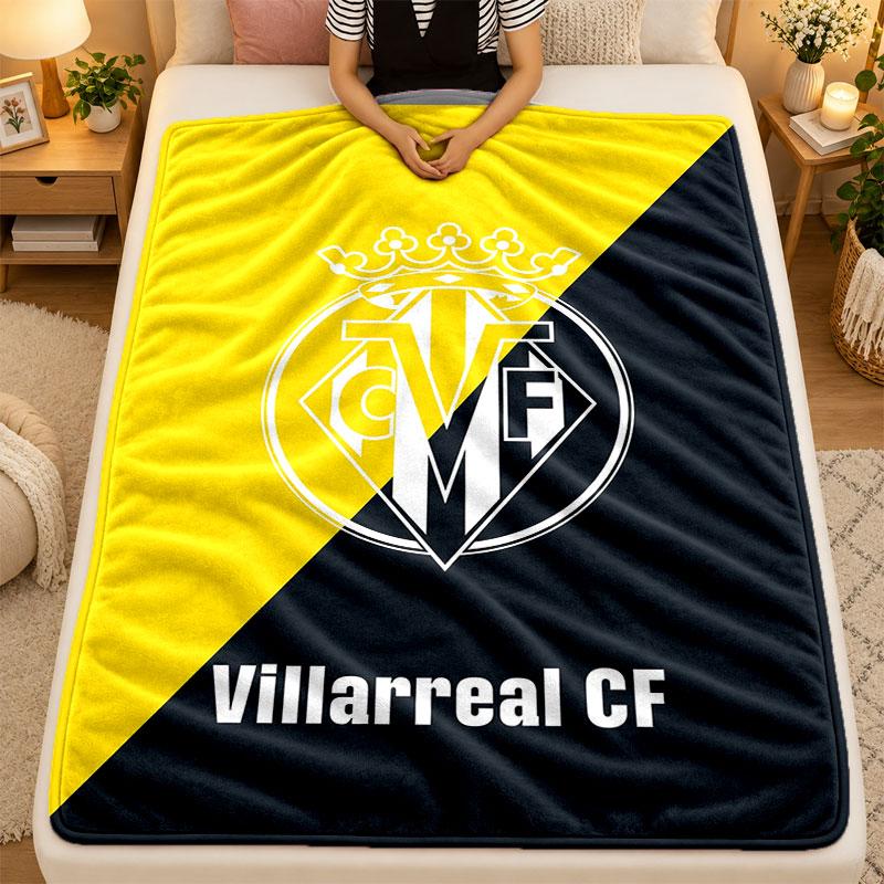 Flannel BlanketVillarreal FC Warm Soft Throw Blanket for Indoor Sofa Bed Living Room Use