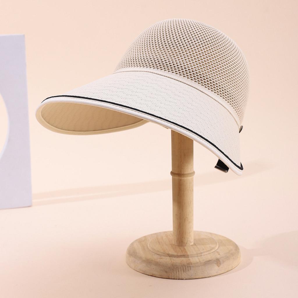 Summer Mesh Breathable Hollow Hat Women'S Large Brim Showing Face Small Equestrian Hat Outdoor Travel Such A Sunscreen Hat