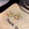 Cross Niche Design Pearl Stud Earrings French Retro Temperament Light Luxury High-end Earrings Simple Earrings Women