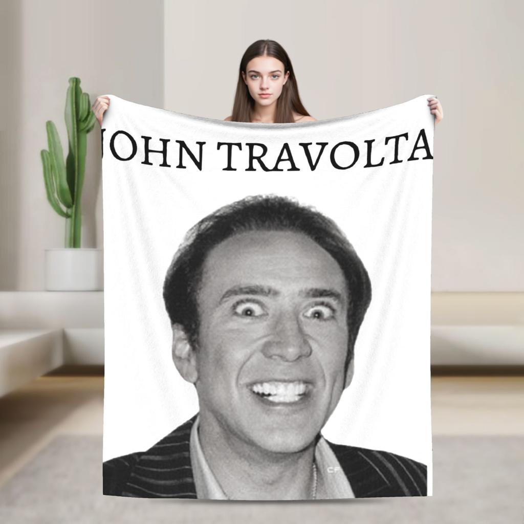 Merry Christmas Nicolas Cage Blankets Flannel Novelty Breathable Throw Blankets for Bed Sofa Autumn/Winter