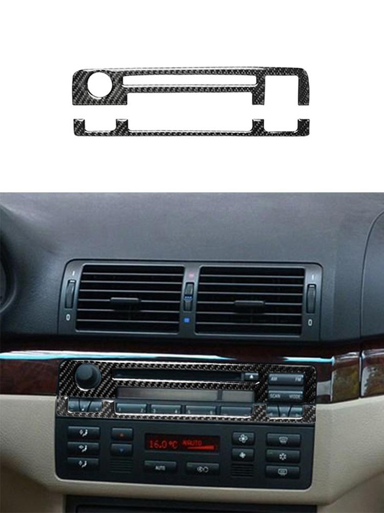 Black Car Interior Decoration Protection Carbon Fiber Sticker For For BMW 3Series E46 1998-2005 With Navigation System