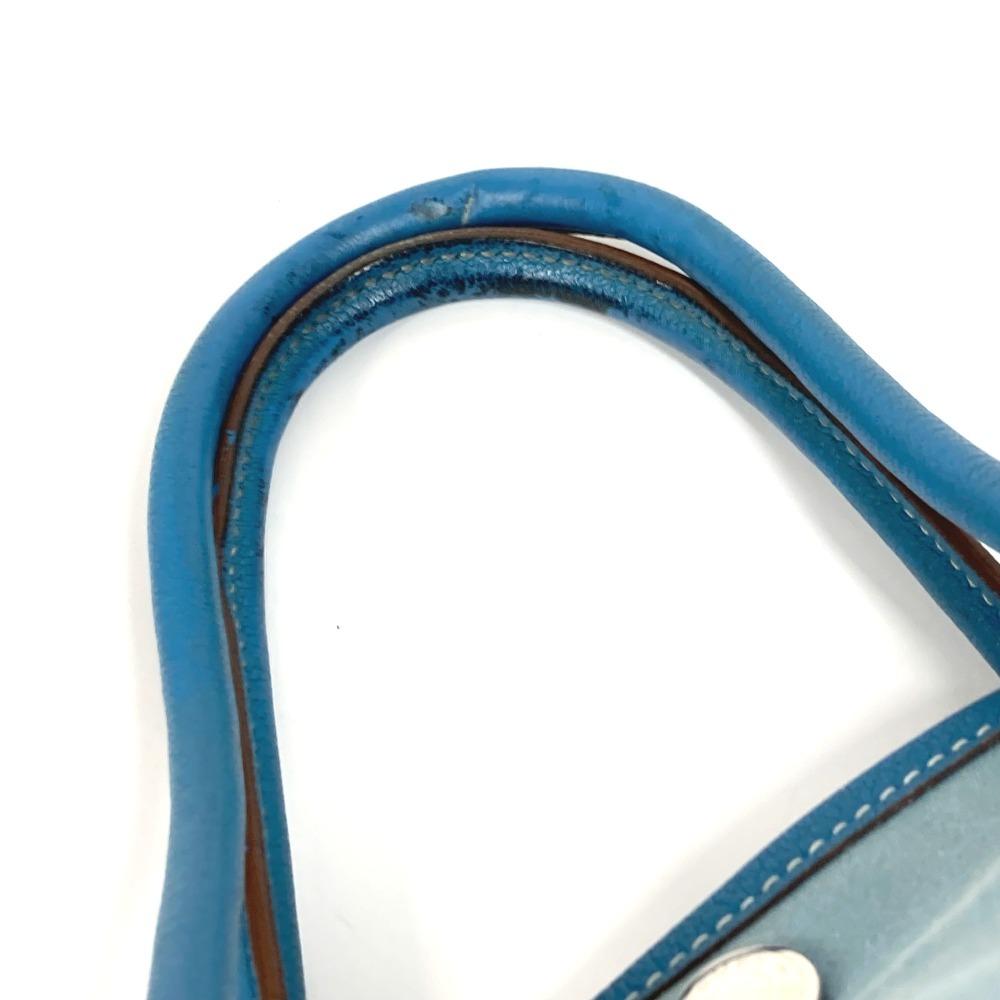 Hermes Garden Party TPM Hand Bag Tote Bag Toile Offishe/Leather Blue