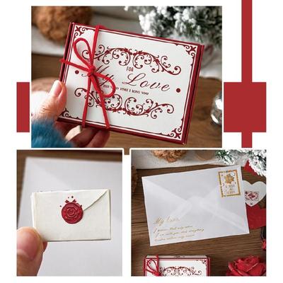 52Pcs Small Lined Stationery Paper and Tiny Heart Shape Envelopes Set For Handmade Invitations Holiday Greeting Cards