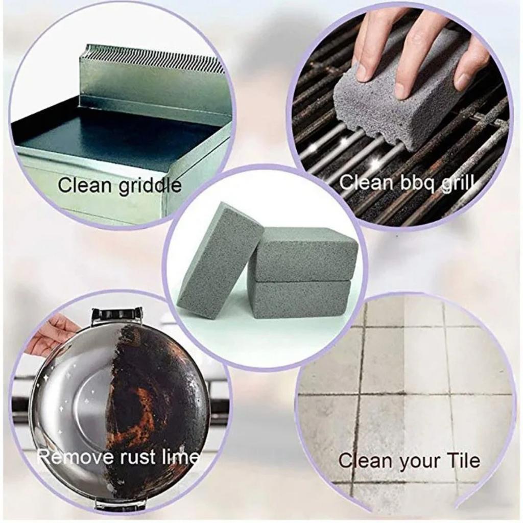2pcs Grill Cleaner Stone Cuttable Strong Cleaning Brush Multifunctional Durable Dirt Removal Rust Strong Brush Cleaning Supplies