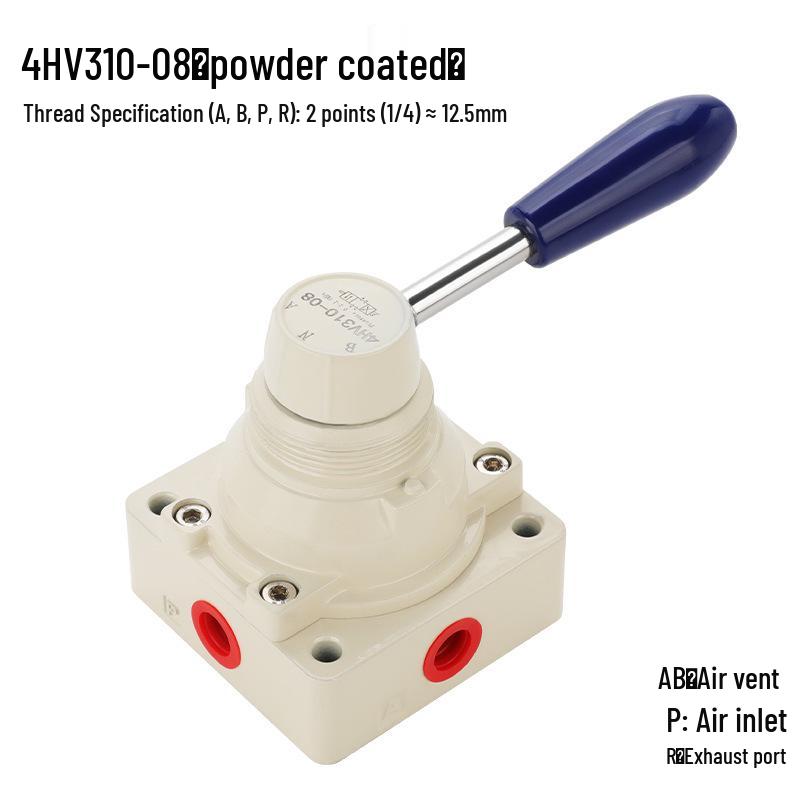 HV-02 Hand-Operated Pneumatic Valve: Three-Position Four-Way Switch, Manual Control with Cylinder Reversal.