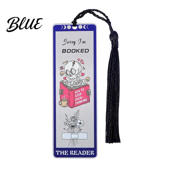 Stainless Steel Bookmark Tarot Card Bookmark Skeleton Pattern Page Marker