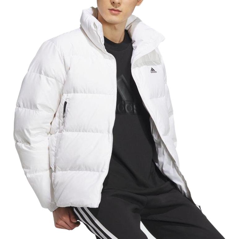 adidas Düz Renk Fermuarlı Ceket Dik Yaka Erkek Ceketleri Beyaz IT8724