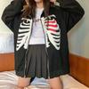 2023 European and American New Hoodie Skull Hiphop Sweater Women's Loose Street Sports Zipper Cardigan Y2k Jacket